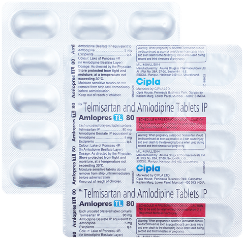Amlopres TL 80mg/5mg Tablet