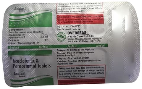 Anafast 100mg/325mg Tablet