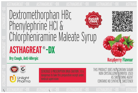 Asthagreat-DX Syrup Raspberry Sugar Free