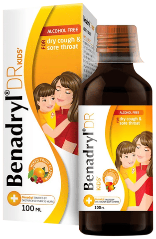 Benadryl DR Kids Syrup Mixed Fruit Flavour Alcohol Free