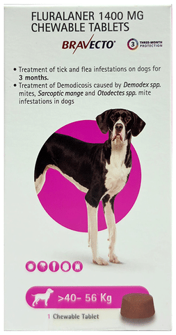 Bravecto Pet Chewable Tick and Flea Control Tablet (For >40-56 Kg)