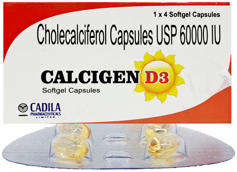 Calcigen D3 Softgel Capsule from Cadila for Bone Health and Muscle Fatigue