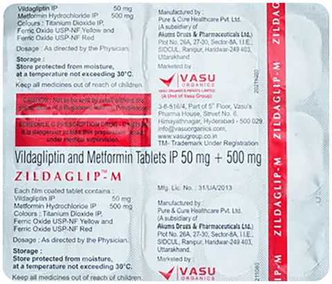 Zildaglip-M 500mg/50mg Tablet