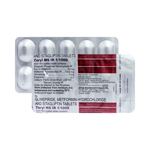 Zoryl MS 50mg/1mg/1000mg Tablet IR