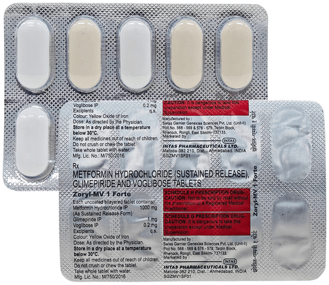 Zoryl MV Forte 1mg/1000mg/0.2mg Tablet